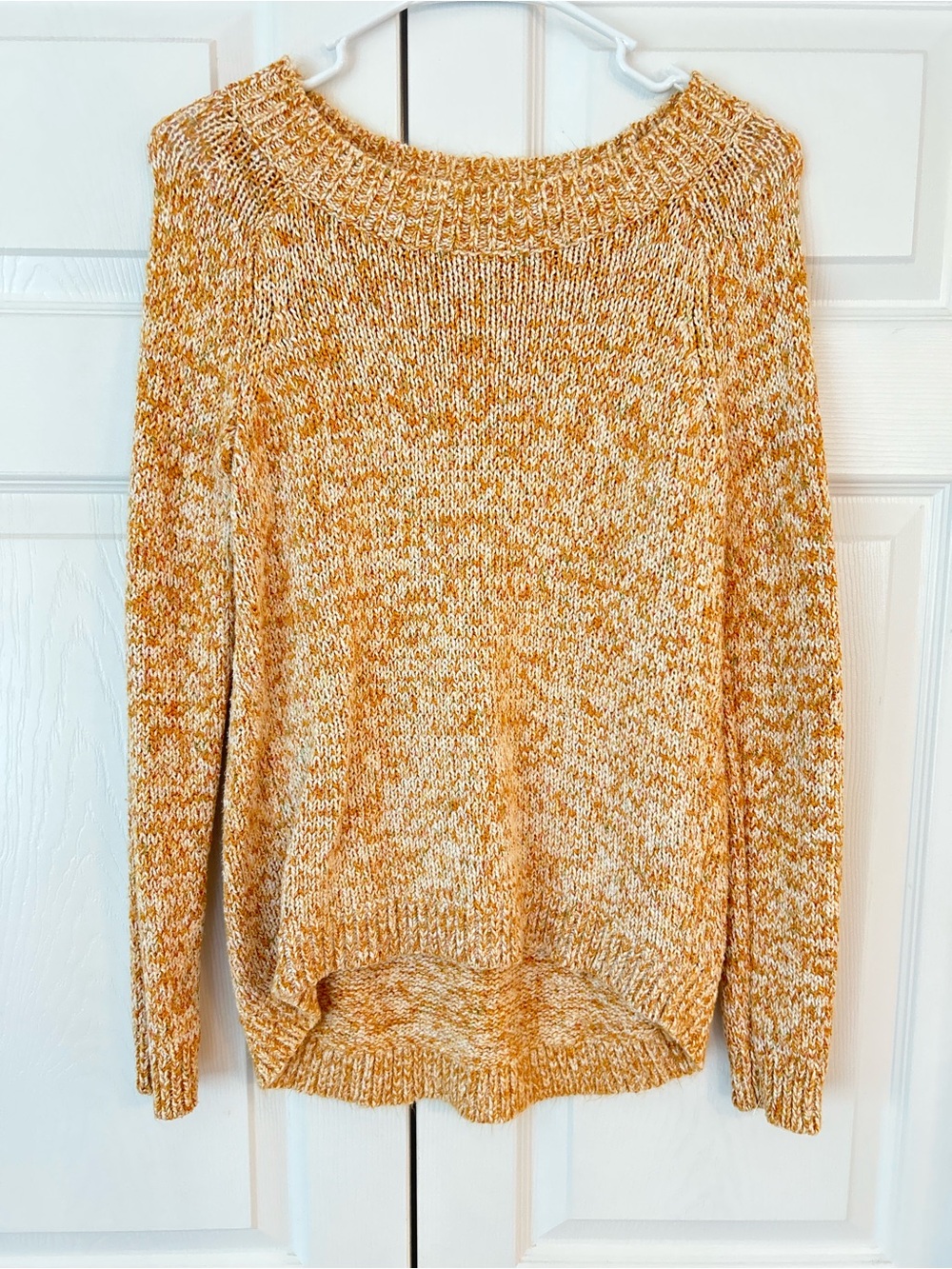 NWOT LOFT Women’s Yellow Crew Neck Waffle Knit Cotton Blend Tunic Sweater Size S